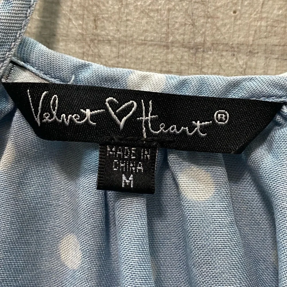 Velvet Heart Blue Polka Dot Women's Top - Picture 2 of 9